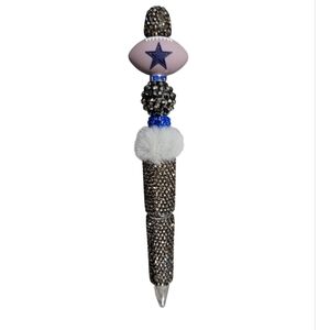 Sparkling Beaded Pen with Football Design